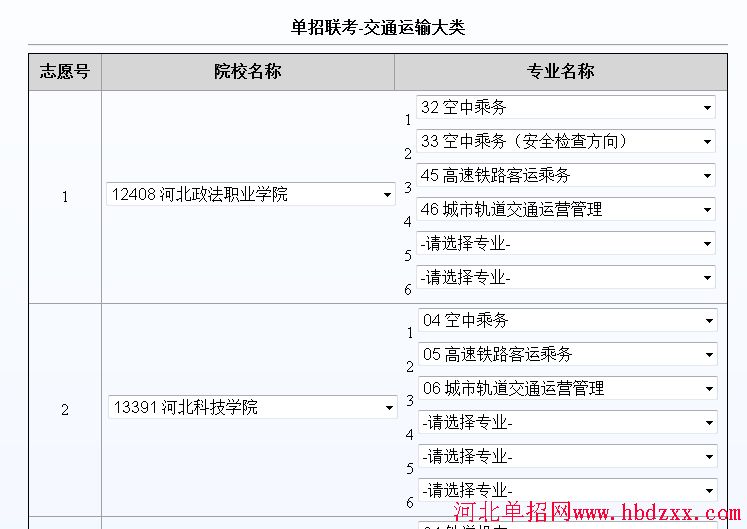 2016年河北省交通运输大类单招志愿填报方法 图2