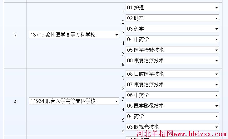 2016年河北省医药卫生大类单招志愿填报方法 图3