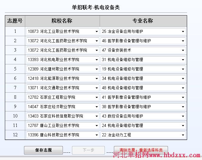 2015年河北省机电设备类单招联考志愿填报详细步骤 图2