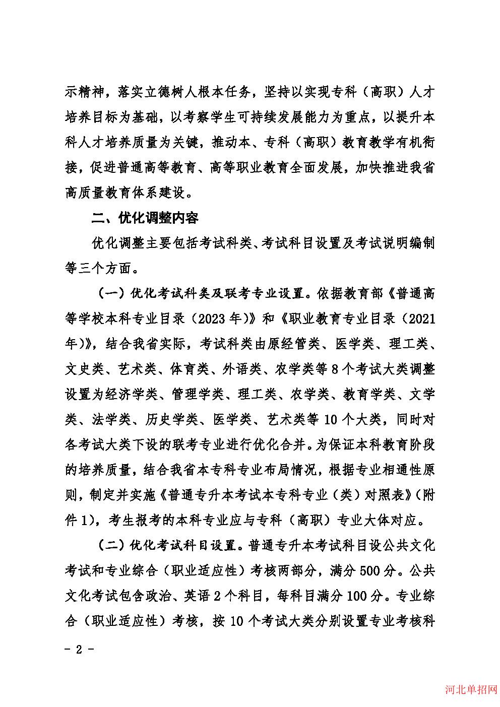 河北省教育厅关于优化调整河北省普通专升本考试科类及科目设置的通知 图2